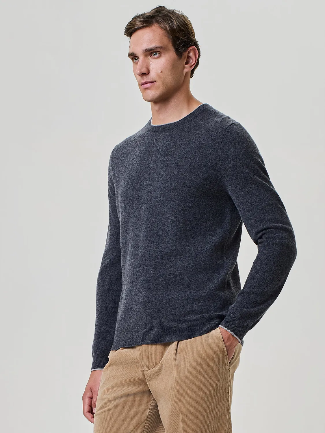 Paul Taylor Maglia Girocollo Misto Cashmere Grigio Scuro
