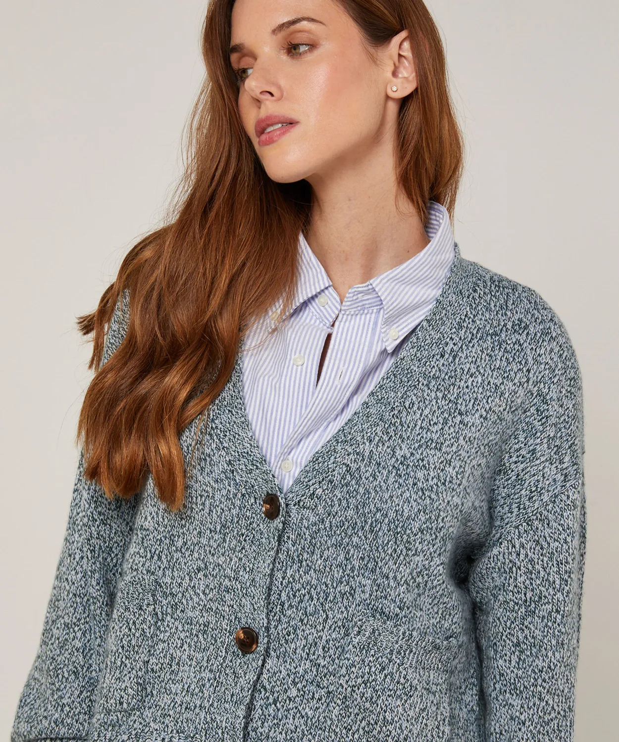 Rodier Cardigan Corto Melange Blu