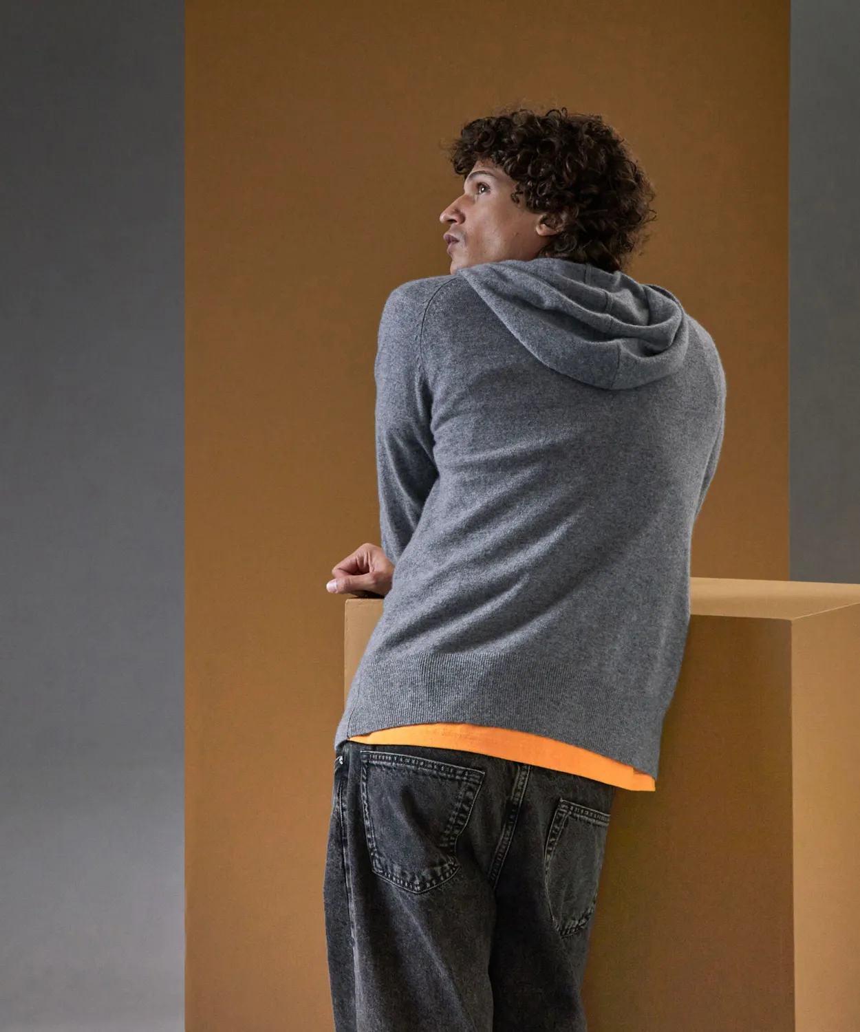 Rodier Felpa Cappuccio Cashmere Grigio Medio Uomo 2 Fili