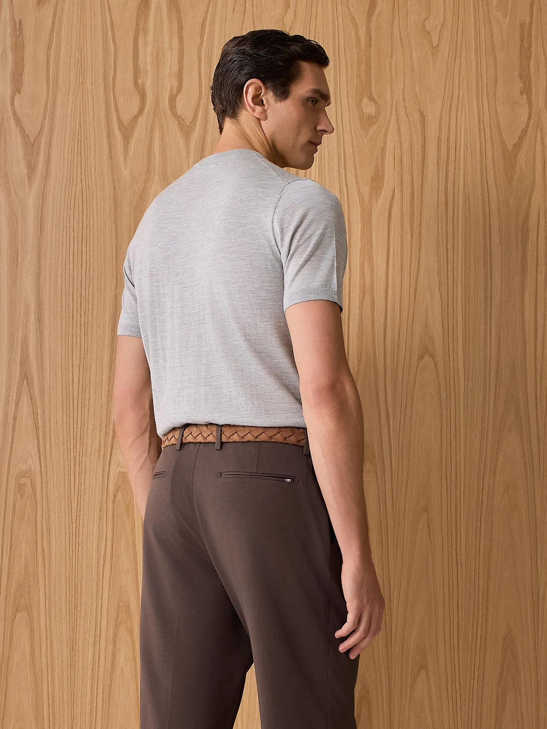 Paul Taylor T-shirt maglia seta cashmere grigia