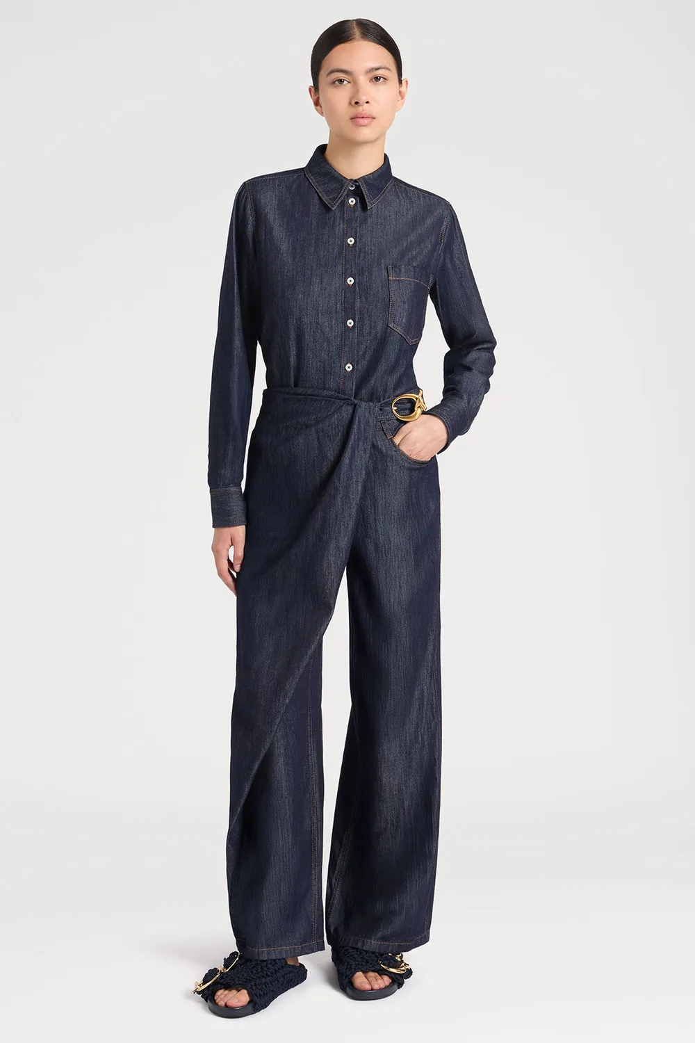 PORTS 1961 PW126TJD02 jeans wrap indaco gamba larga 27