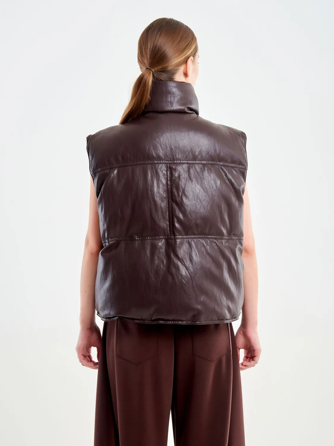Vicolo Gilet Piumino Ecopelle Fondente S