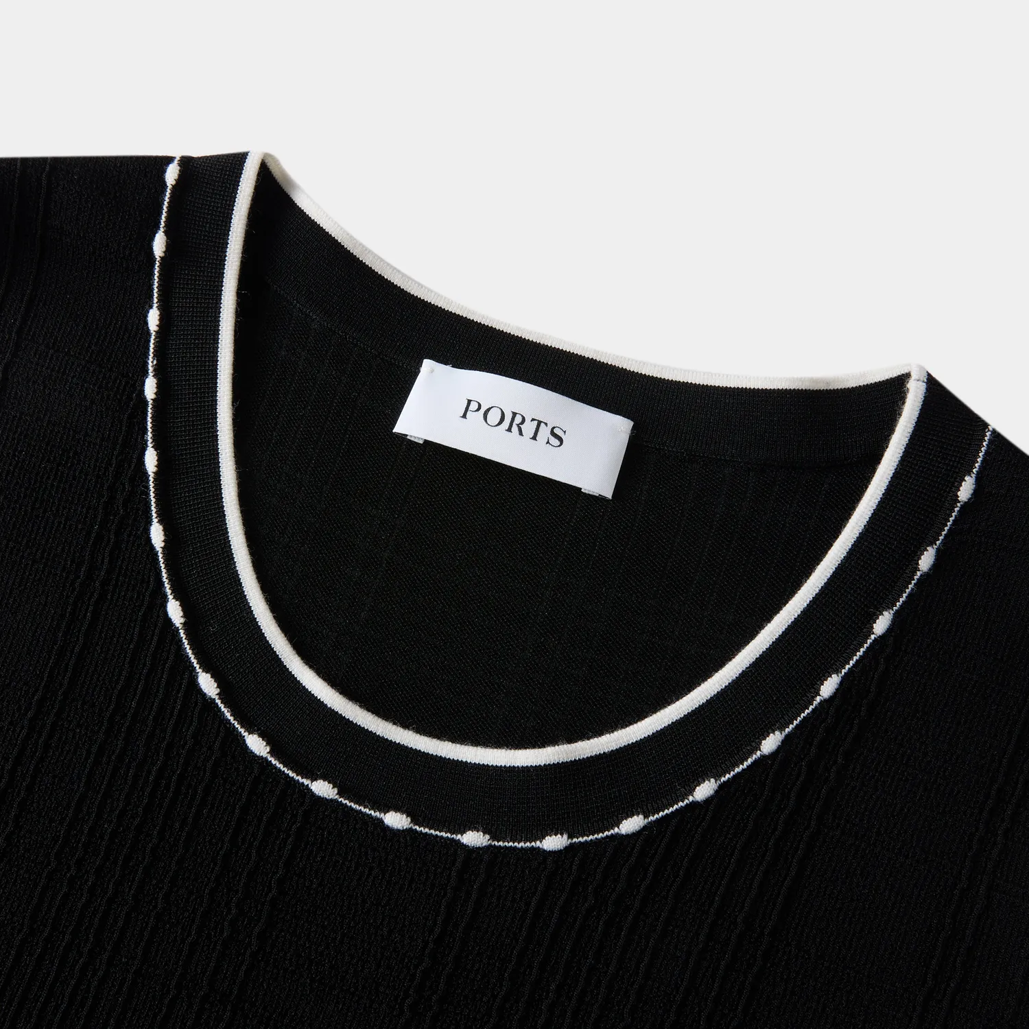 PORTS abito contrast black nero scollo contrasto