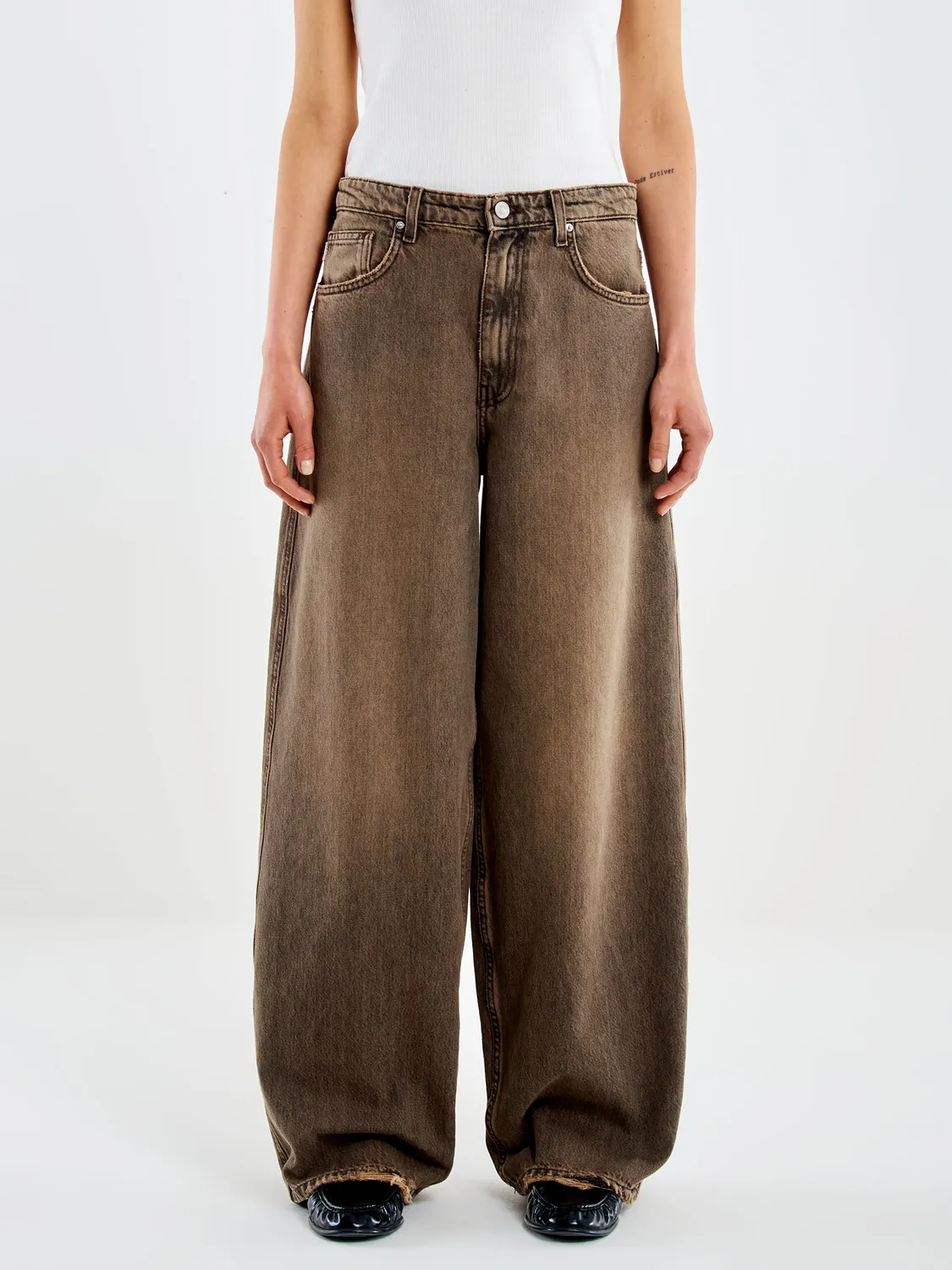 Vicolo Cheryl Wide Leg jeans moro effetto dirty