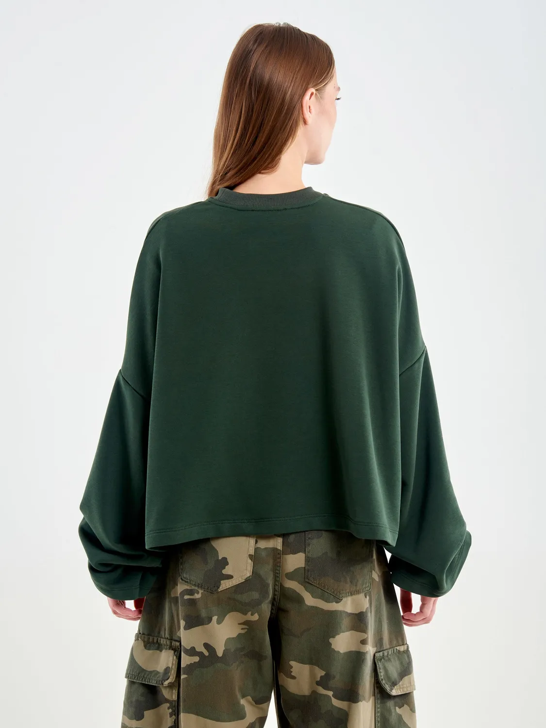 Vicolo Felpa Drappeggiata verde militare taglia unica
