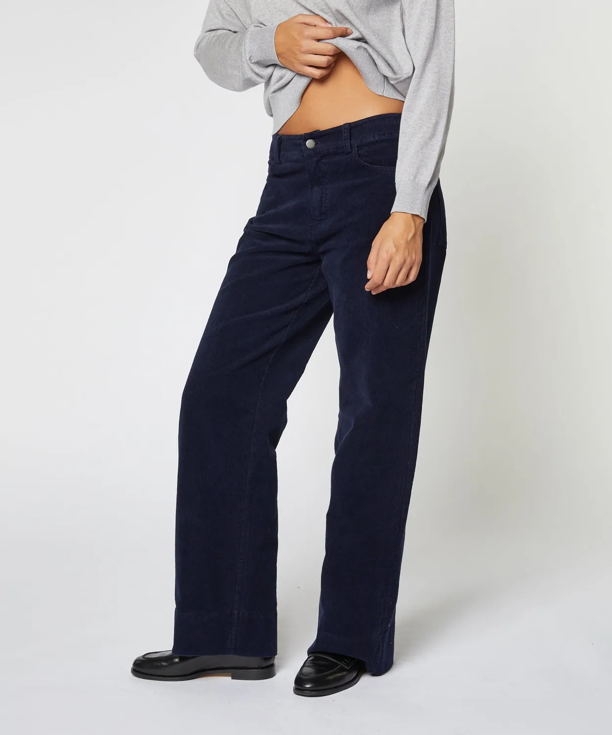 Rodier Pantaloni Larghi Donna Velluto Blu Marino