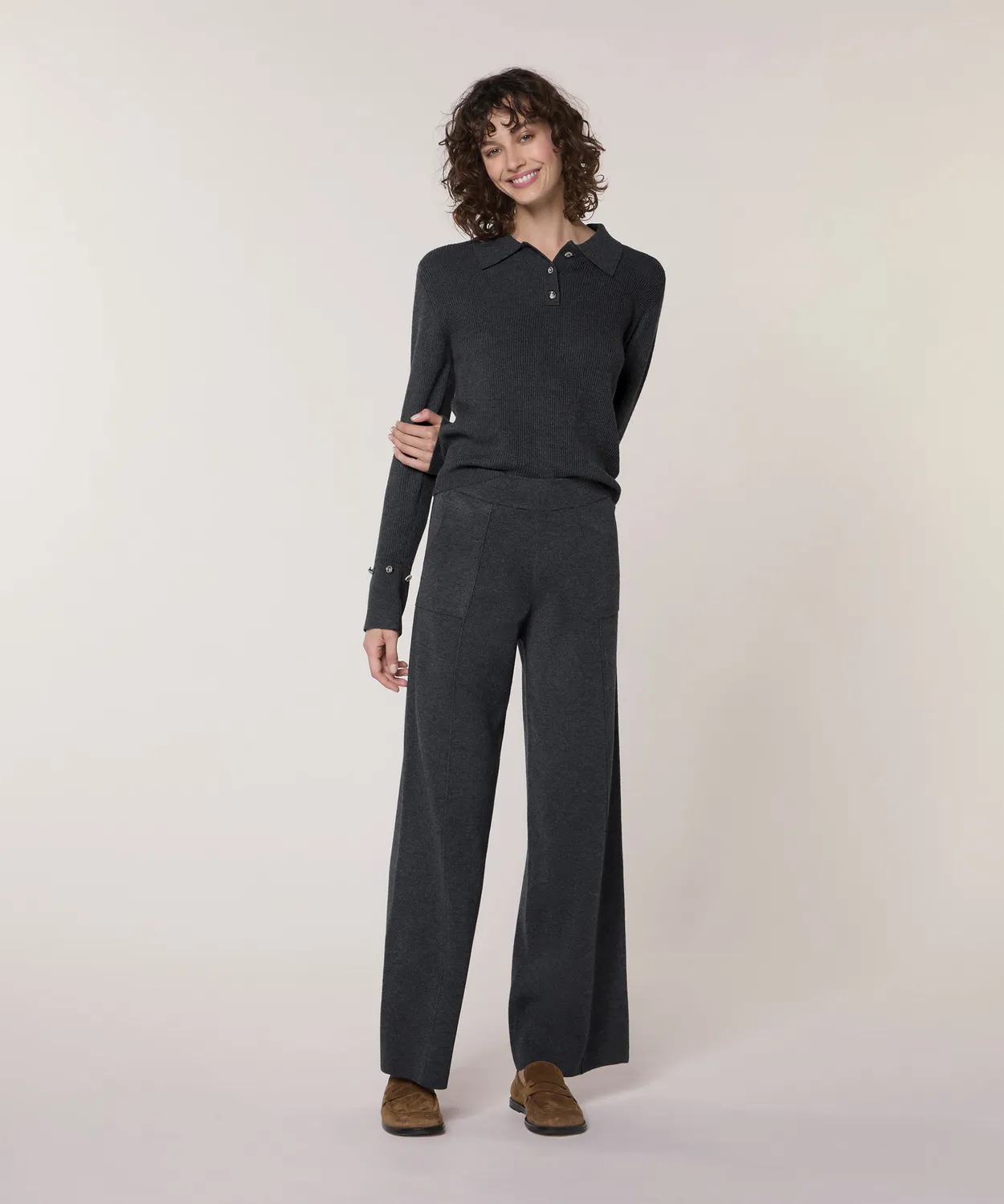 Rodier pantaloni maglia palazzo grigio scuro