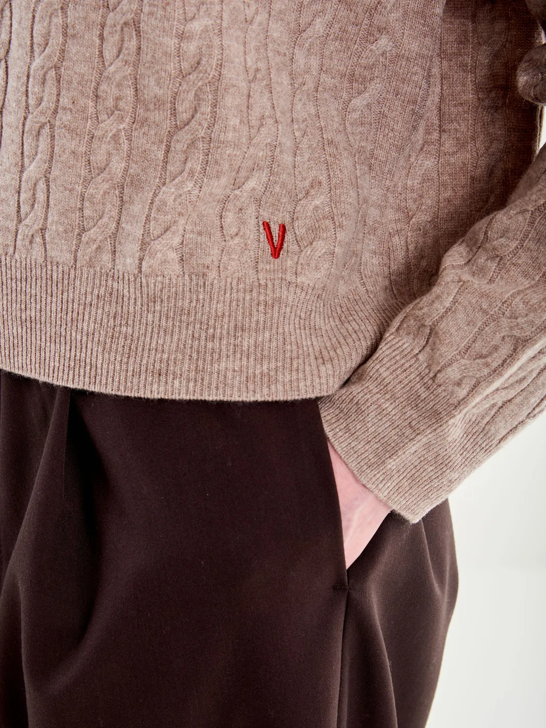 Vicolo Pull Camionneur a Trecce Beige Taglia M Lana