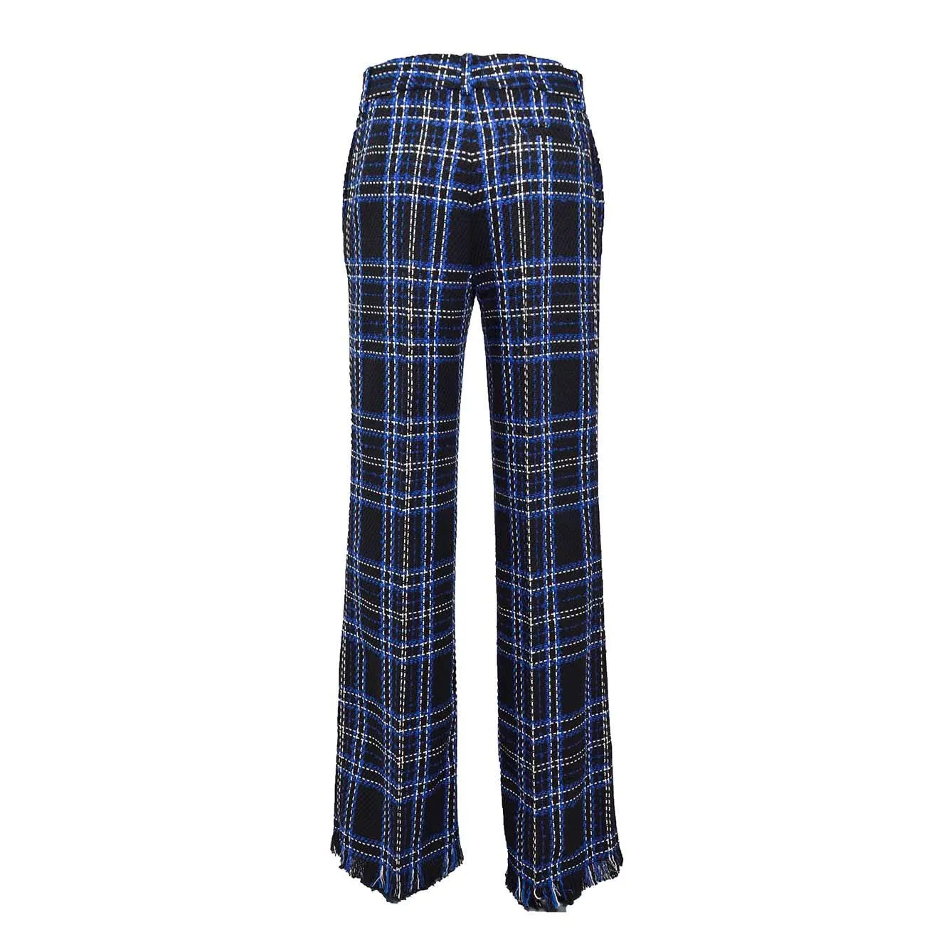 MSGM 3741MDP07247628 pantalone flare tartan nero-blu
