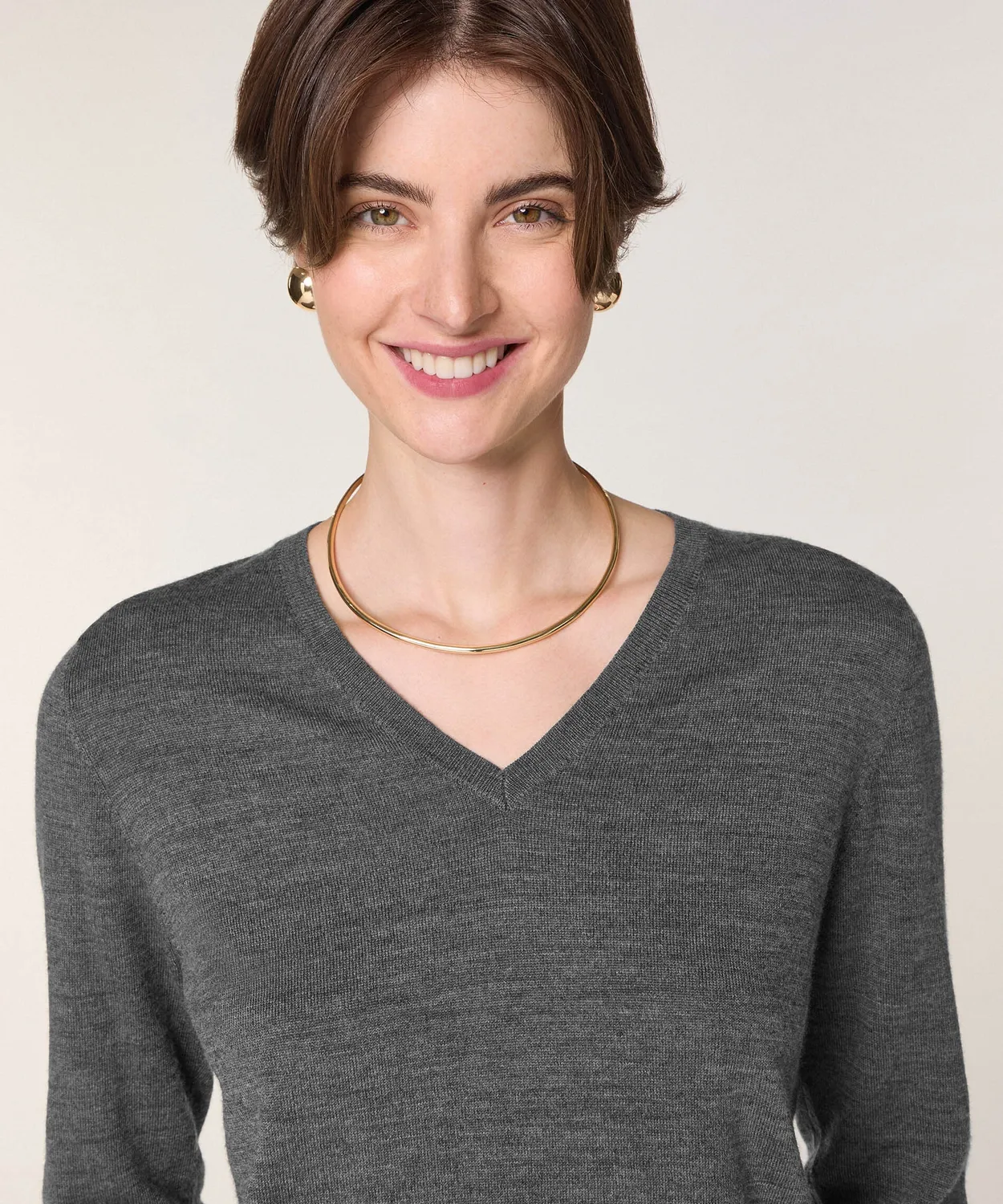 Rodier maglione scollo V merino grigio scuro
