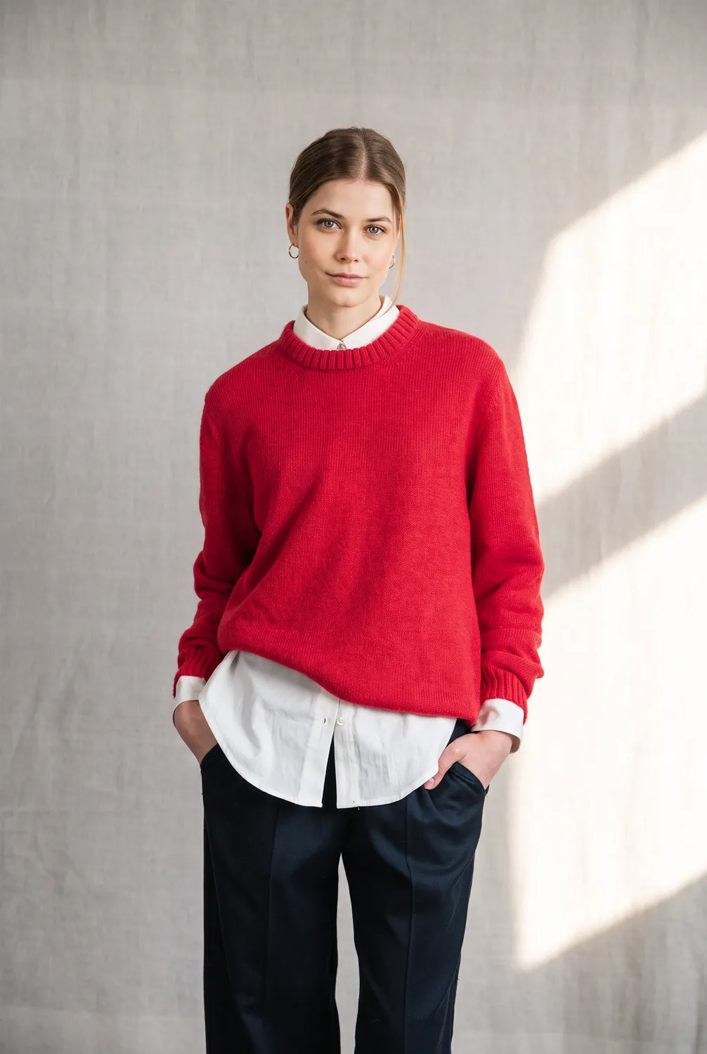 Jyoti Saposoa maglione alpaca corallo girocollo