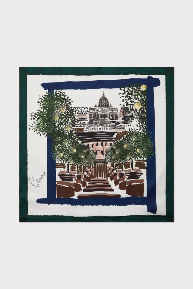 PORTS 1961 Rome Print foulard seta green bur