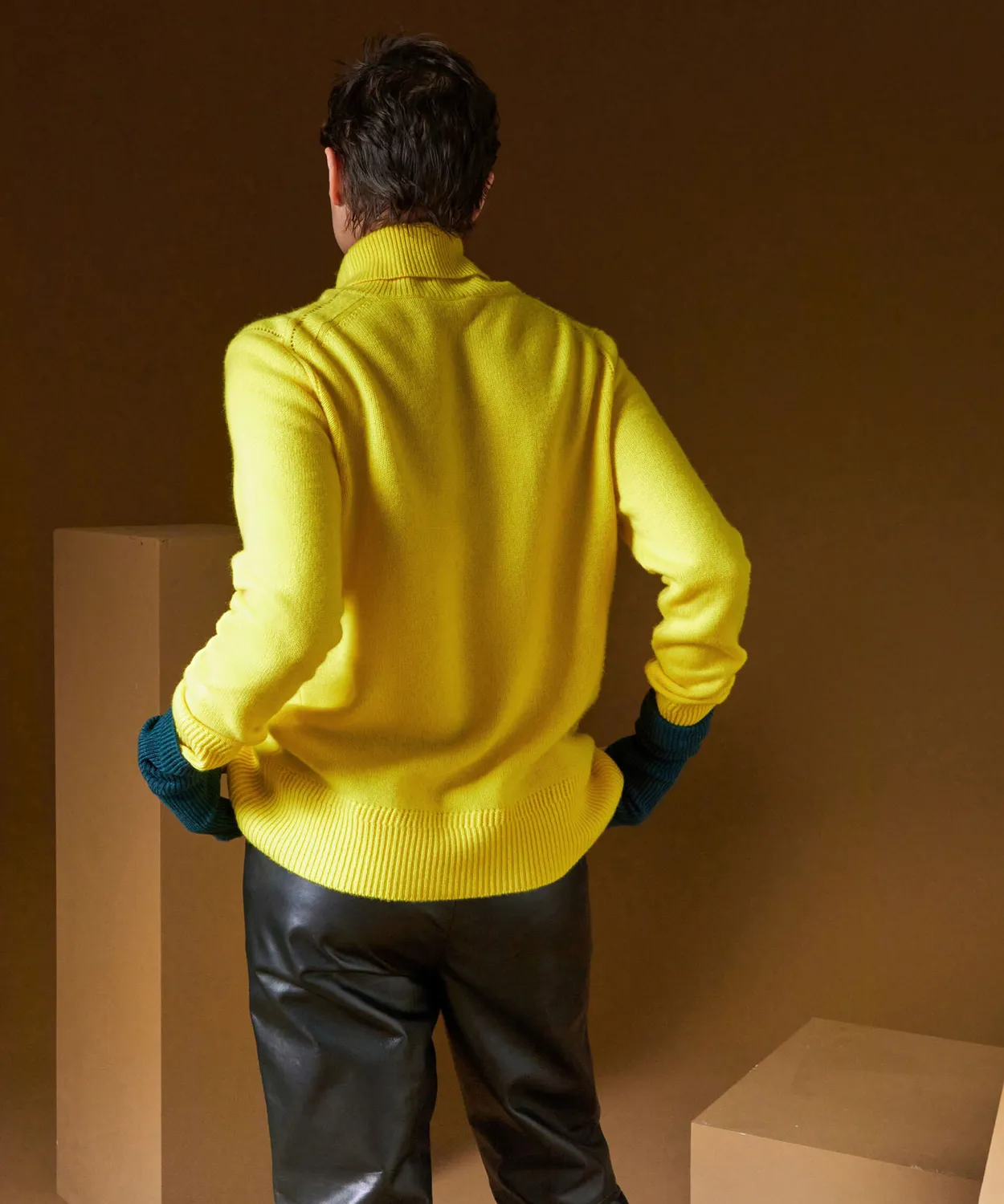 Rodier maglione cashmere dolcevita oversize giallo
