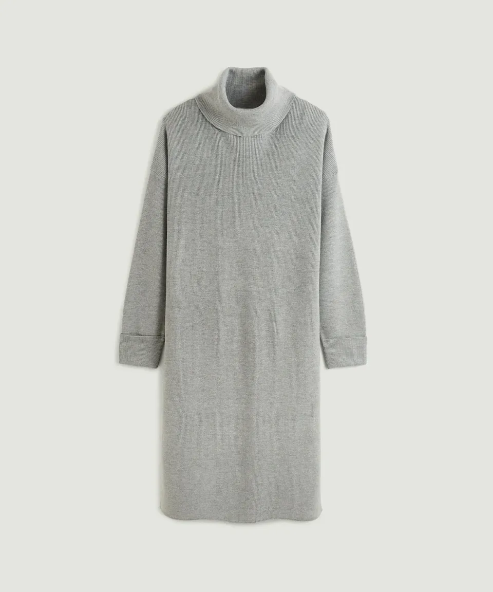 Rodier abito maglia collo alto ampio grigio medio