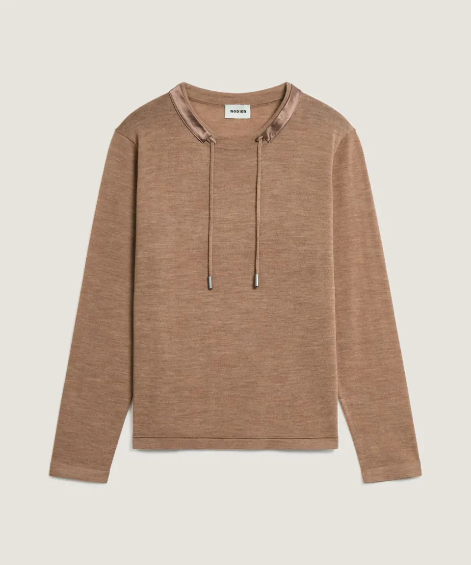 Rodier pullover girocollo lana merino beige ficelle