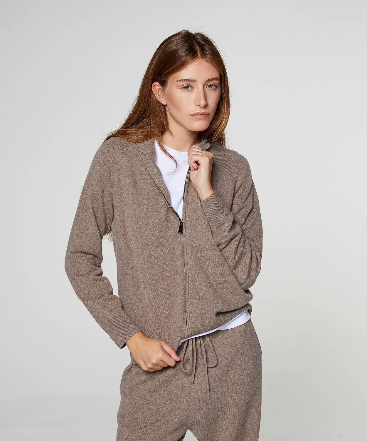 Rodier giacca cashmere cappuccio talpa donna zip