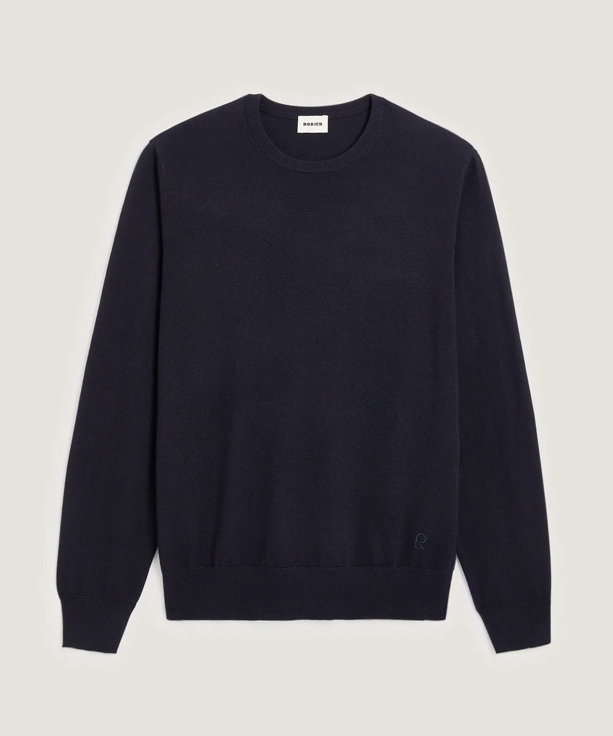 Rodier maglione girocollo uomo lana merino blu notte