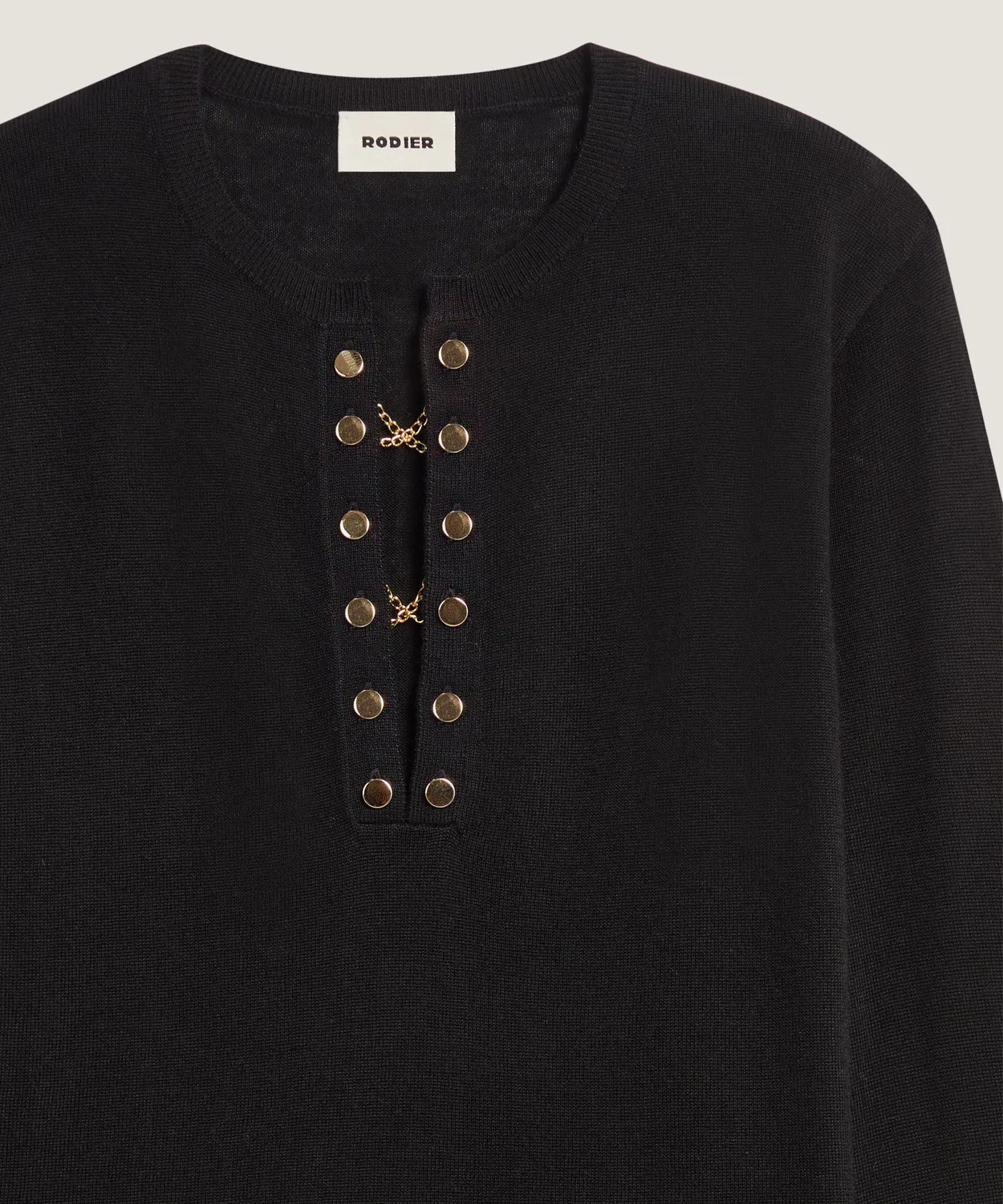 Rodier Maglione Collo Tunisino Lana Merino Nero