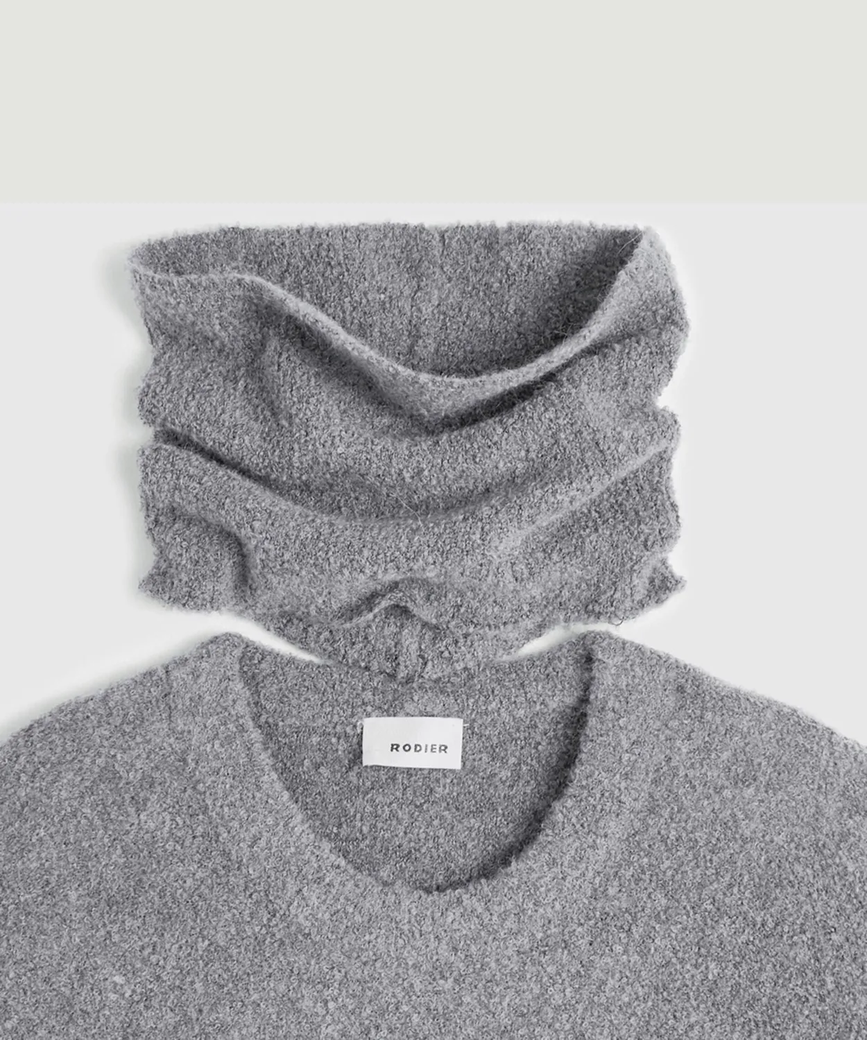 Rodier Maglione Lungo Dolcevita Removibile Grigio Medio