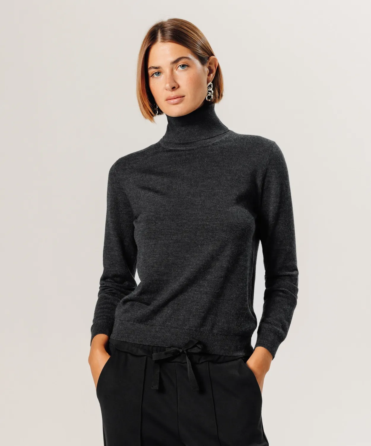 Rodier Maglione dolcevita lana merino Grigio Antracite