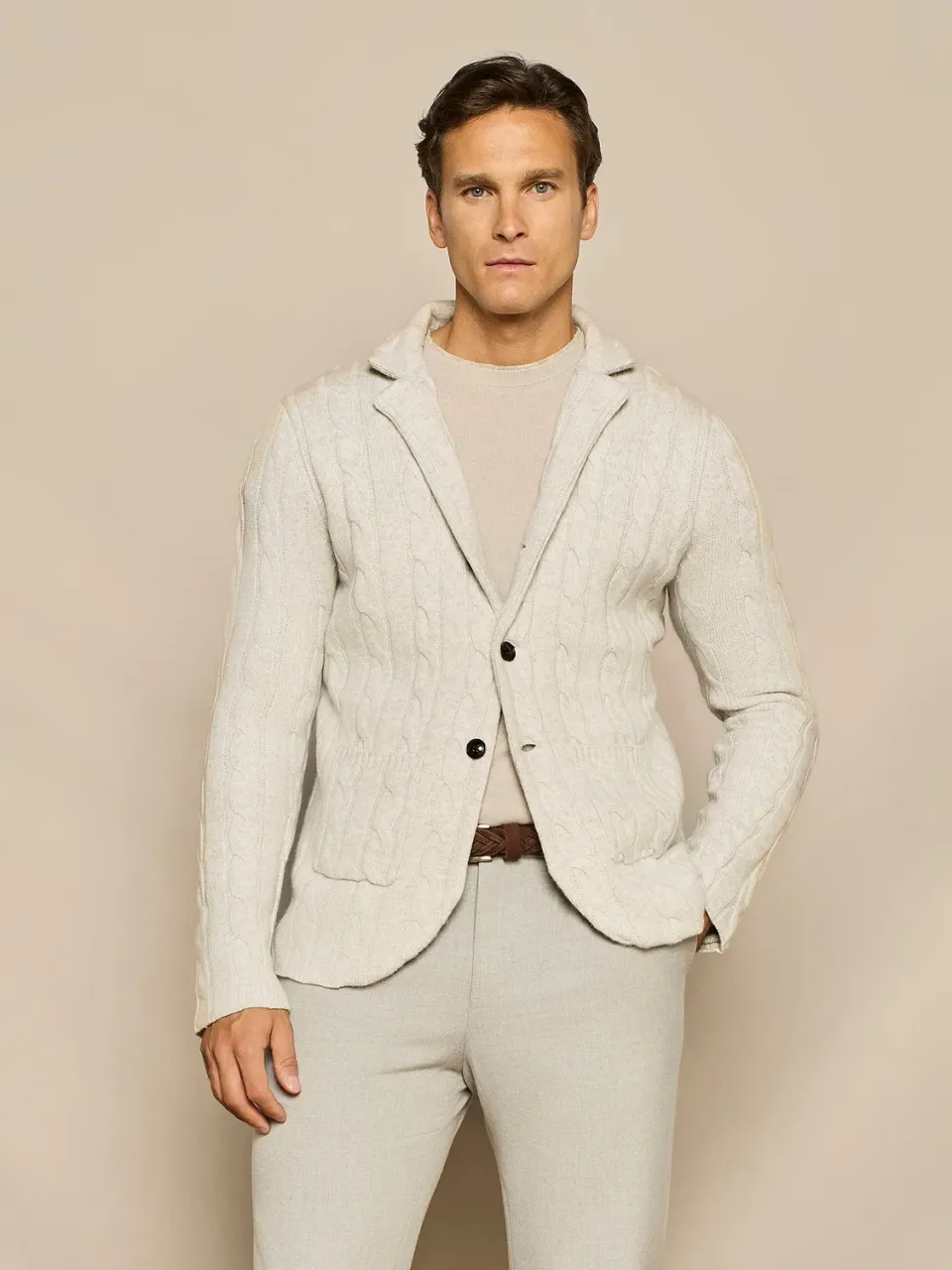 Paul Taylor Giacca trecce misto lana grigio mélange