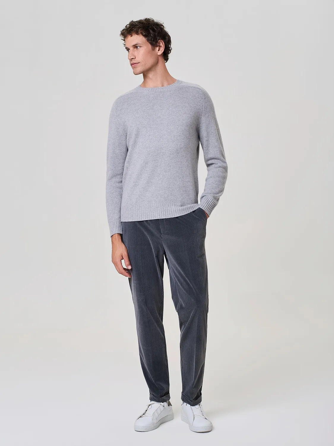Paul Taylor Maglia Girocollo Puro Cashmere Grigio Chiaro