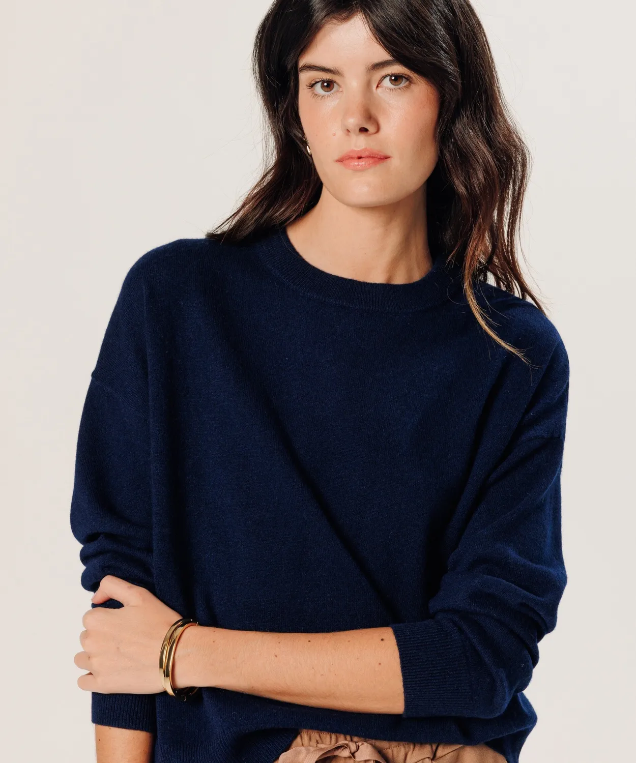 Rodier Maglione ampio cashmere blu navy girocollo