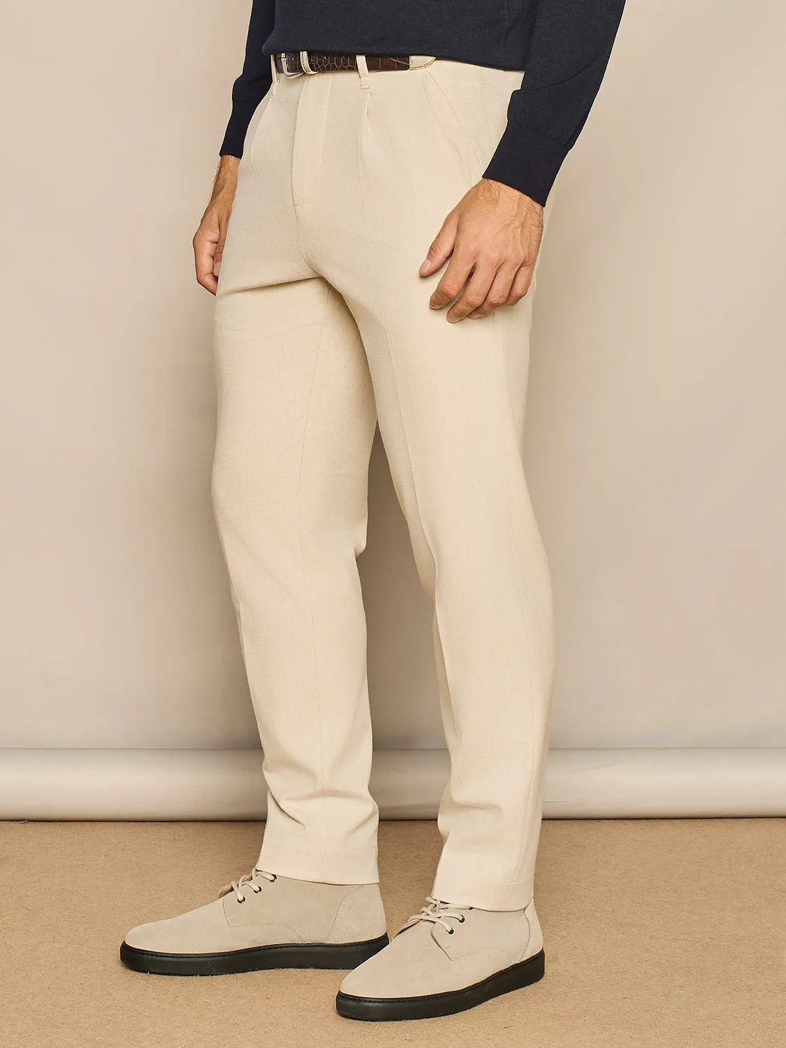 Paul Taylor Leisure Fit flanella pantalone beige