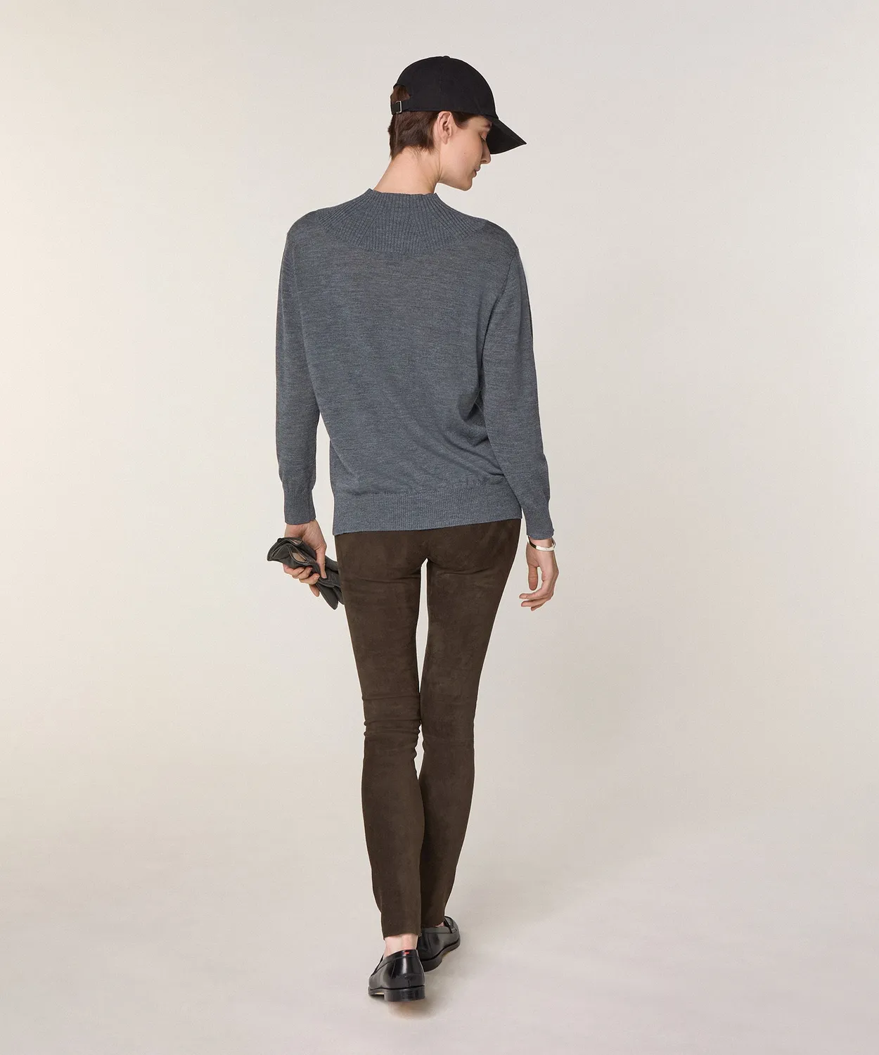 Rodier maglia collo alto lana merino grigio piombo