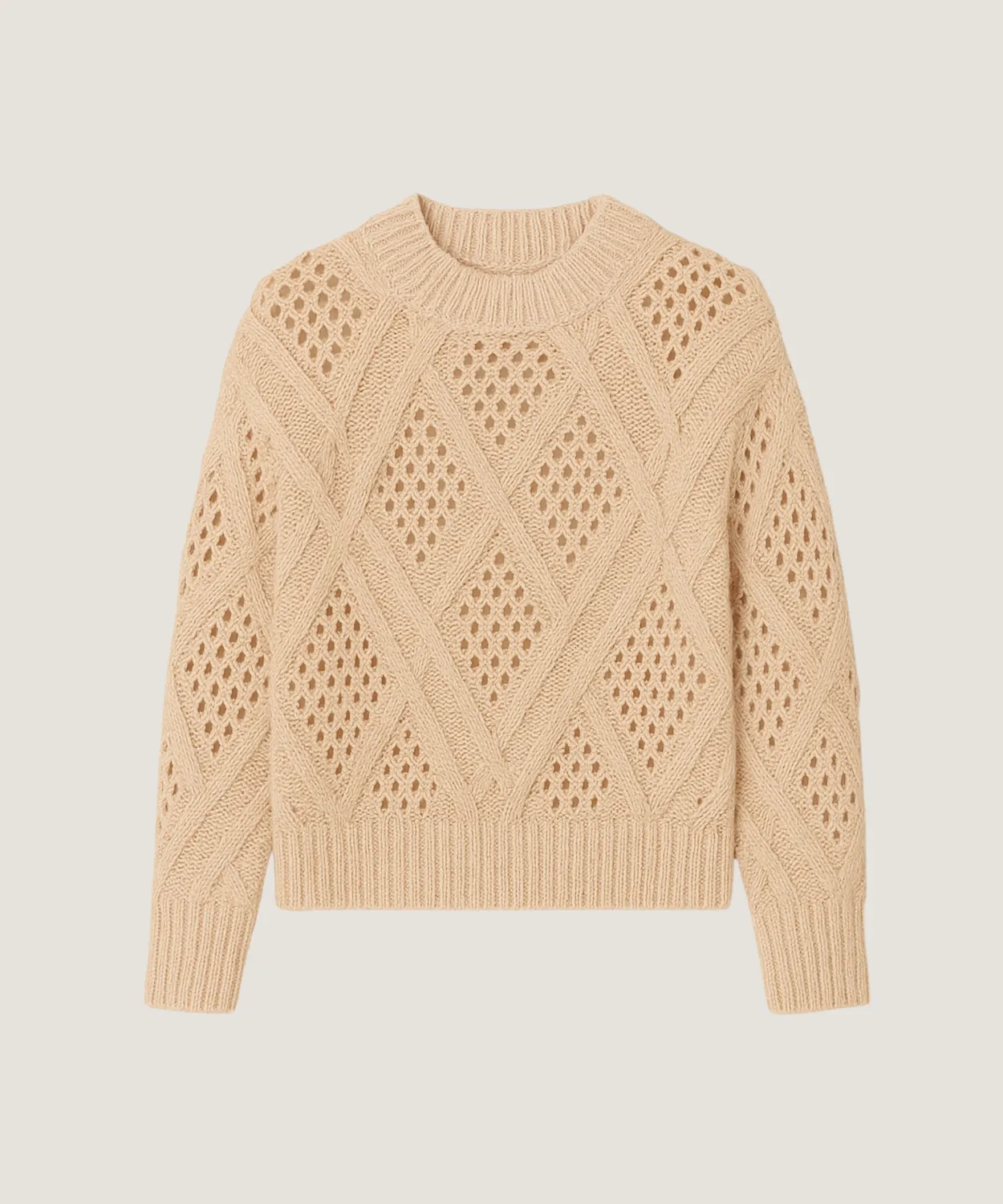 Rodier maglia traforata cotone lana beige ficelle