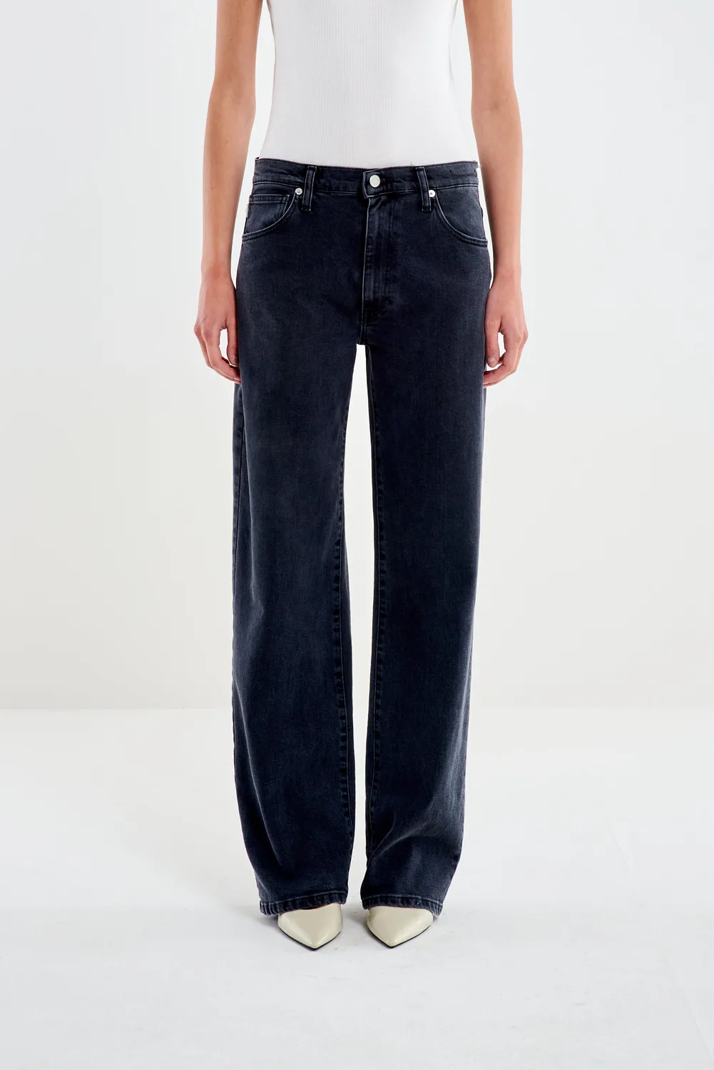 Vicolo Nina jeans straight nero vita media elastico