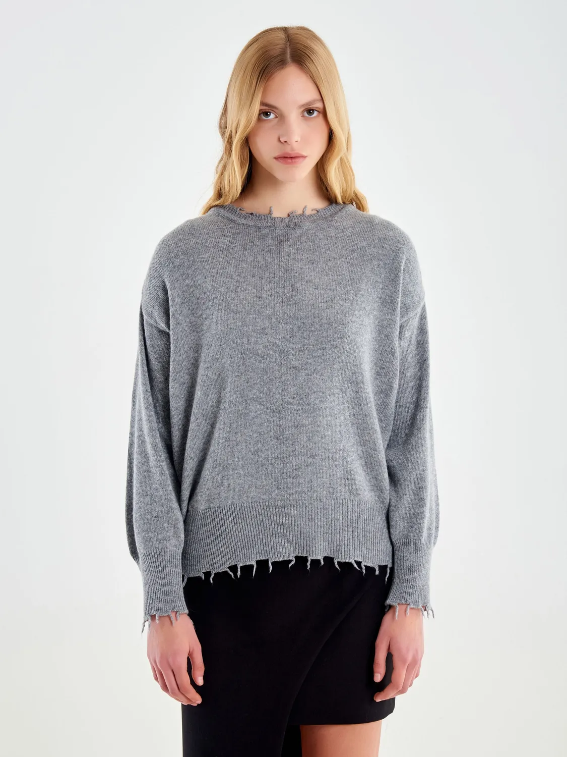 VICOLO Pull Rotture Cashmere Grigio Lana Unica