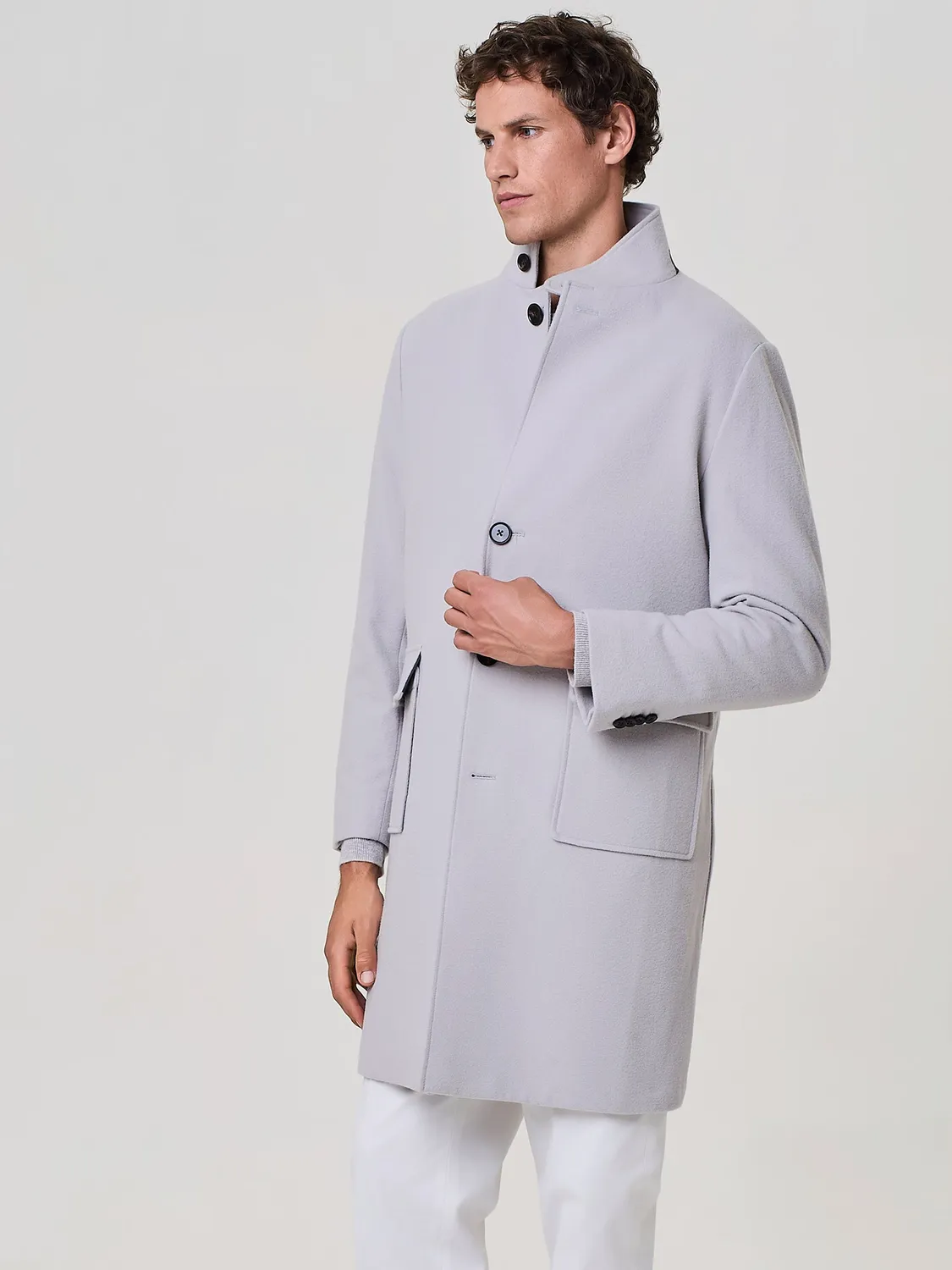 Paul Taylor cappotto lana collo dritto stone