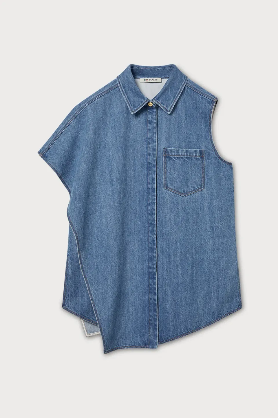 PORTS 1961 camicia denim indaco asimmetrica donna