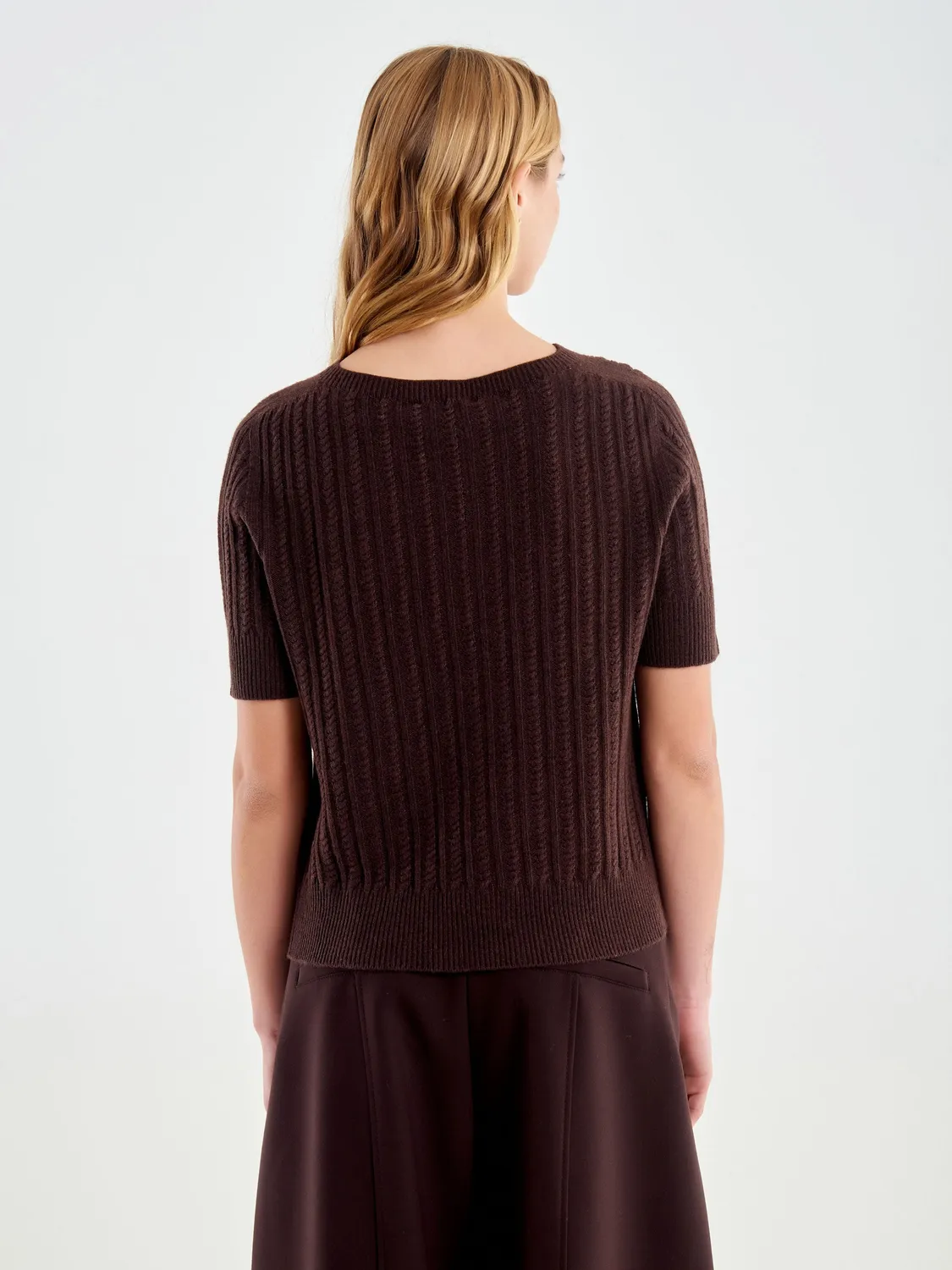 Vicolo T-Shirt Maglia Trecce Cioccolato Taglia Unica