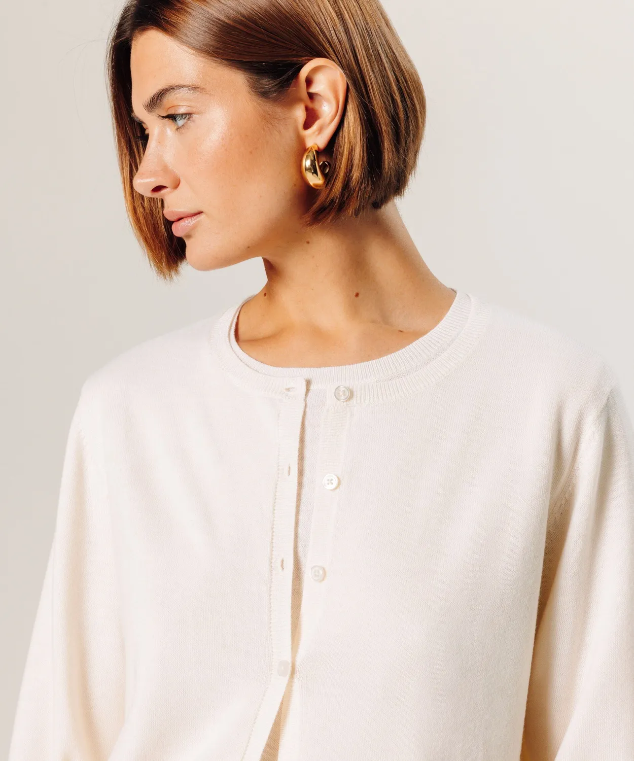 Rodier Cardigan lana merino girocollo bianco 36-46