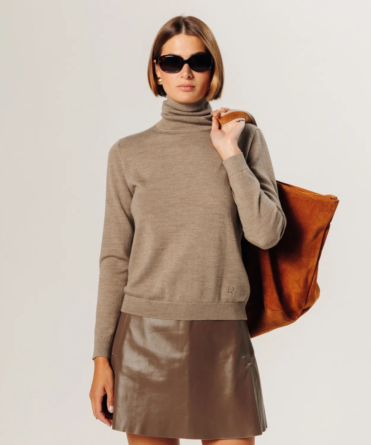 Rodier Maglione dolcevita lana merino maglione beige 36