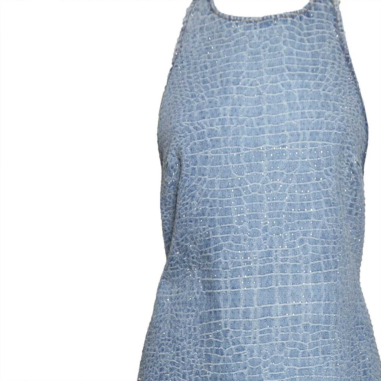 Self-Portrait SS26804S mini abito blu crochet strass