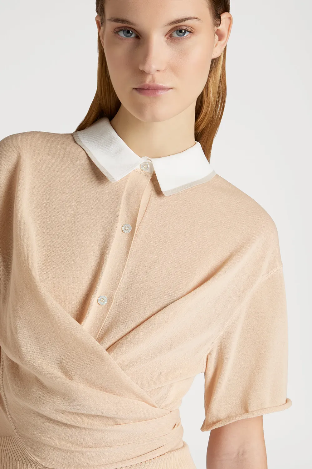 Ports Enchanted Polo top donna maglia rosa fiocco M