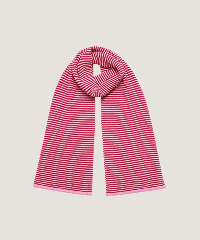 Rodier Sciarpa a Righe Cashmere Rosa Triangolare