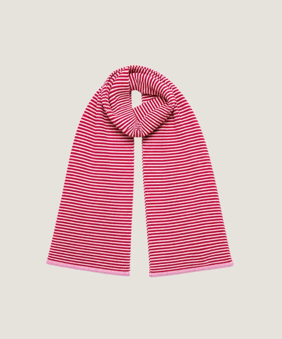Rodier Sciarpa a Righe Cashmere Rosa Triangolare