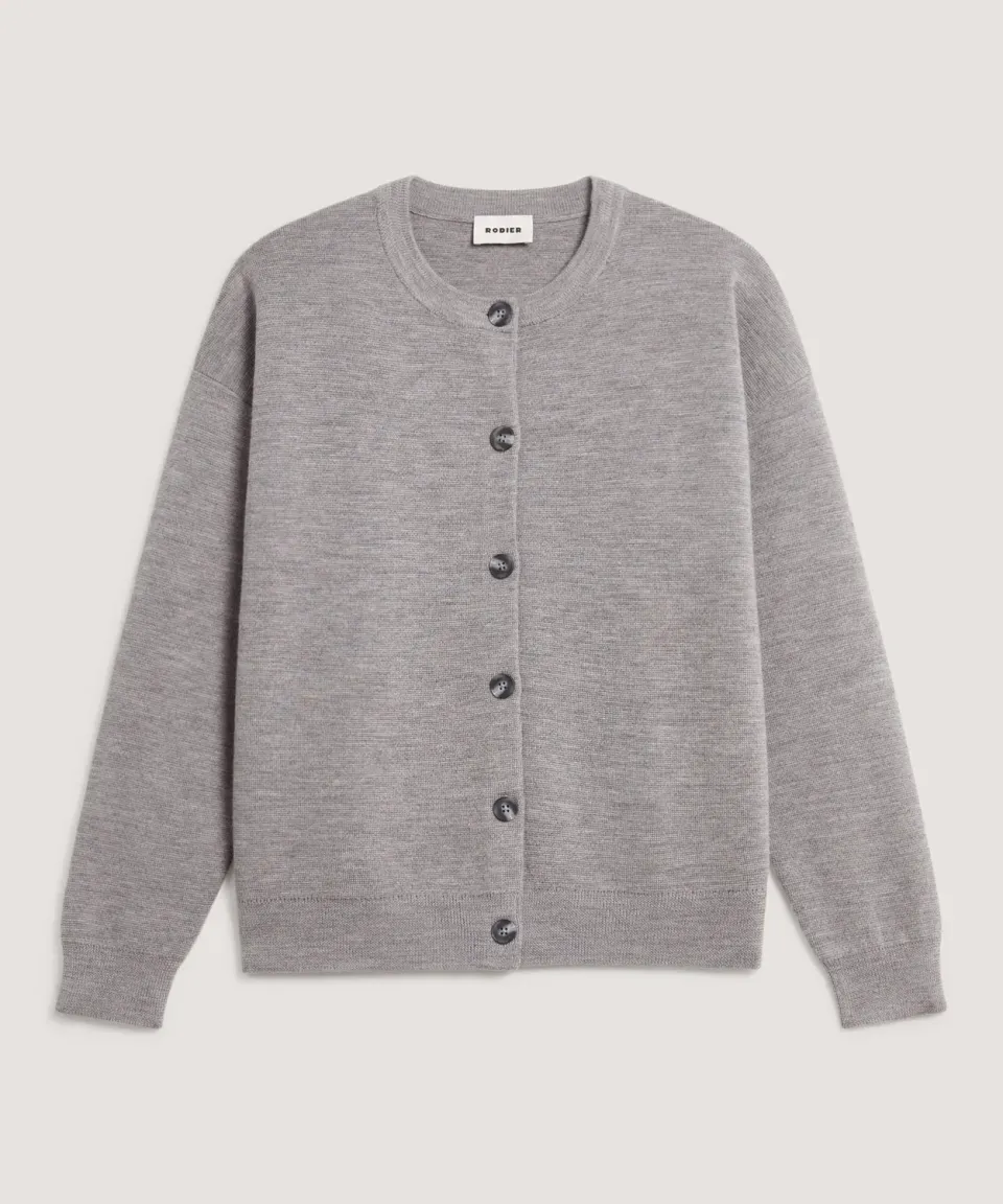 Rodier Cardigan Lana Merino Grigio Scuro Maglia 12