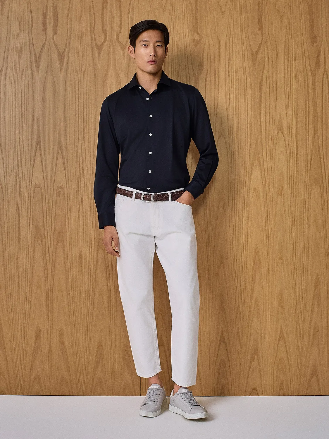 Paul Taylor camicia tecnica blu regular fit no iron