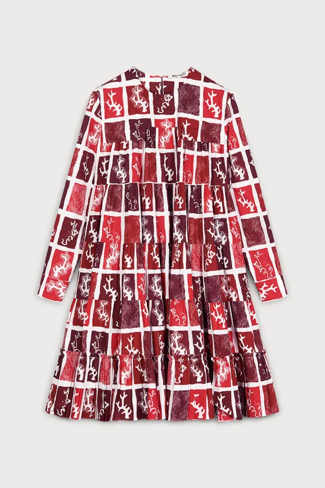 PORTS abito babydoll rosso in cotone mix