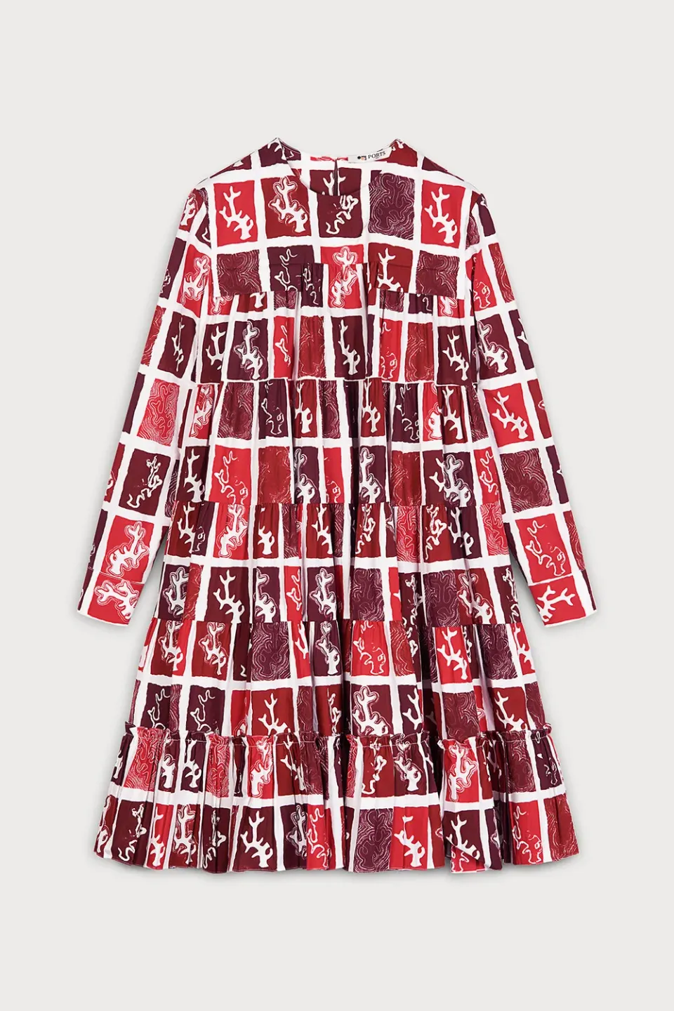 PORTS abito babydoll rosso in cotone mix