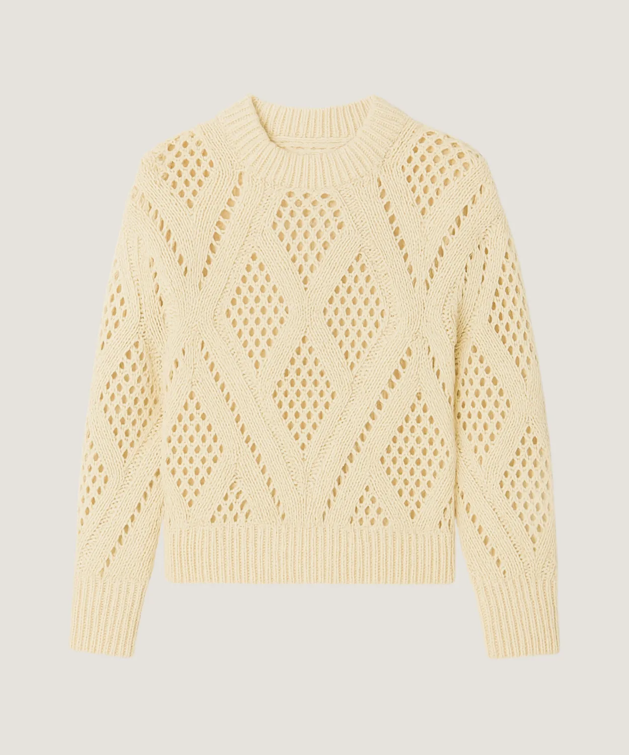 Rodier Maglia Traforata Maglione Avorio Cotone Lana
