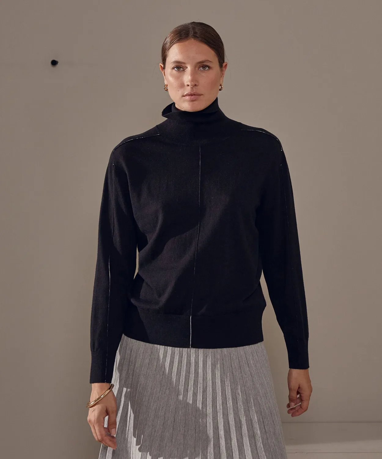 Rodier Maglione dolcevita nero maglia fine