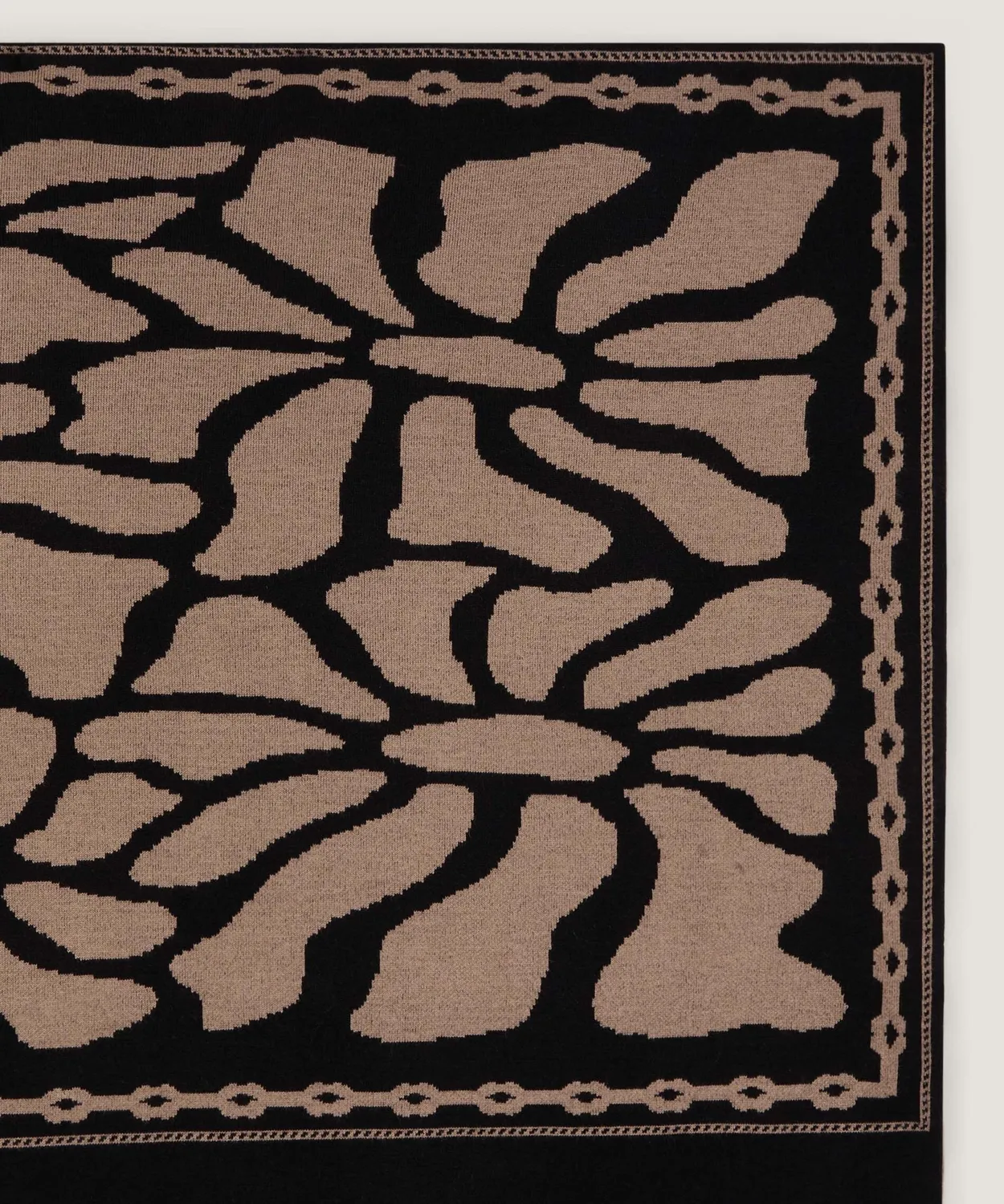 Rodier Stola in Maglia Jacquard Marrone Moka con Frange