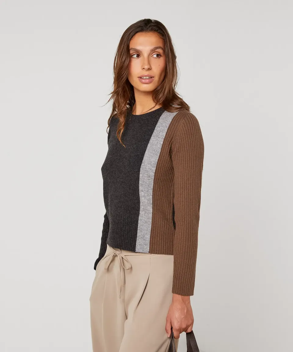 Rodier maglione girocollo antracite colorblock