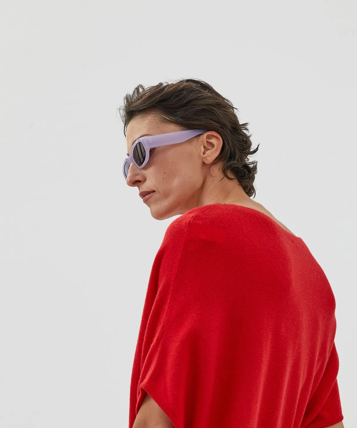 Rodier Poncho in cashmere mantella rosso vermiglio
